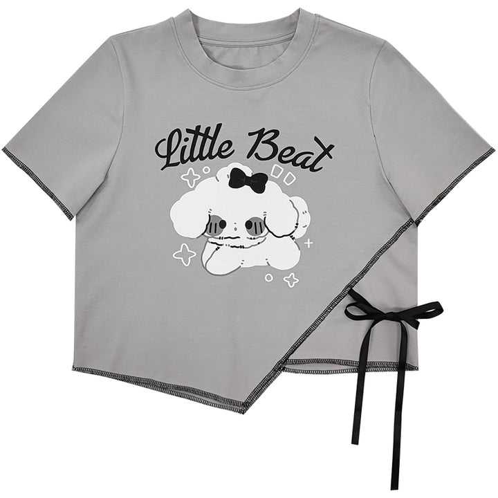 Puppy Print Irregular Patchwork Short-Sleeve T-Shirt