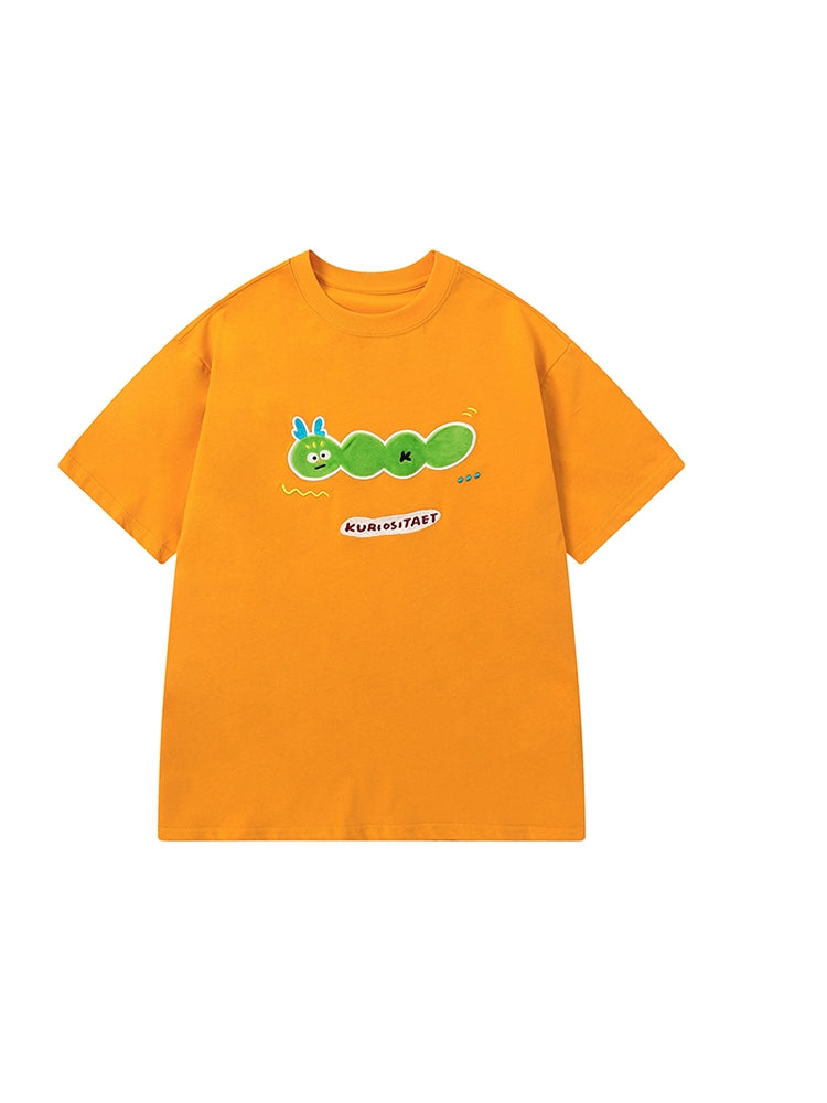 American Style Summer Orange Cotton Short-Sleeve T-Shirt