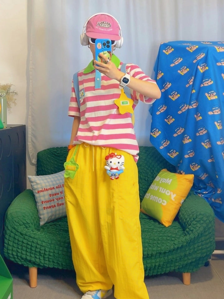 Pink Striped Polo Shirt