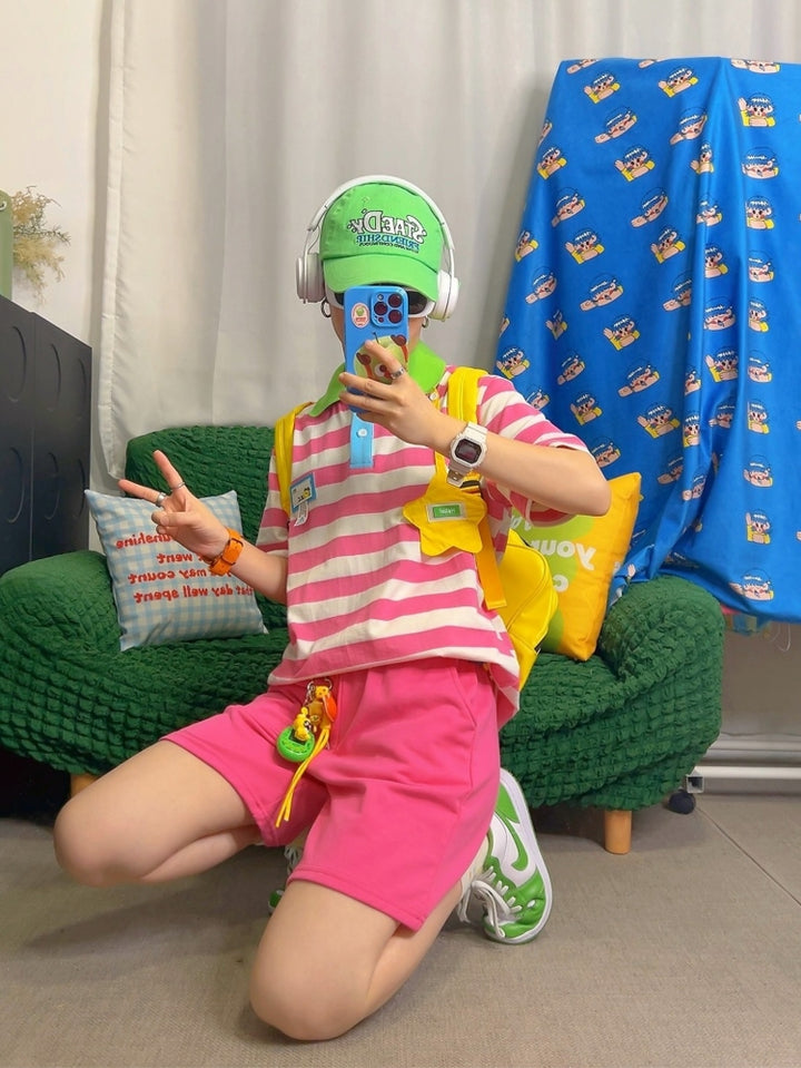 Pink Striped Polo Shirt