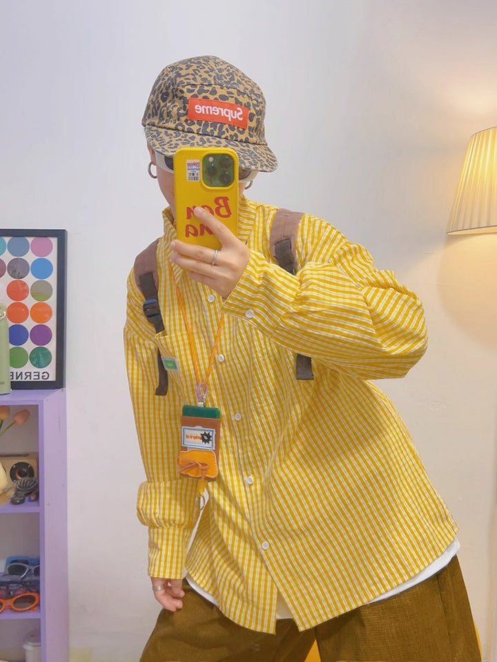 American Style Yellow Plaid Shirt