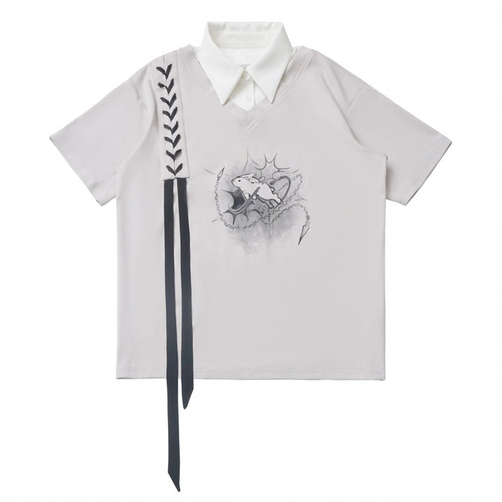 Gray and white summer T-shirt / pants