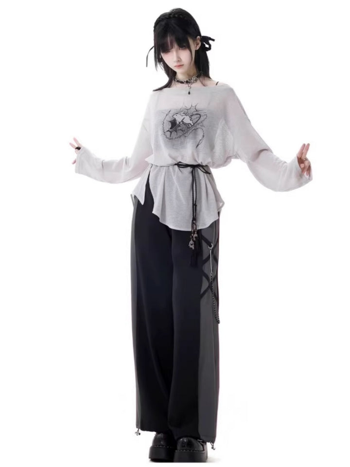 Gray and white summer T-shirt / pants
