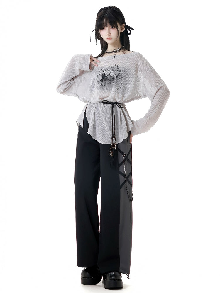 Gray and white summer T-shirt / pants