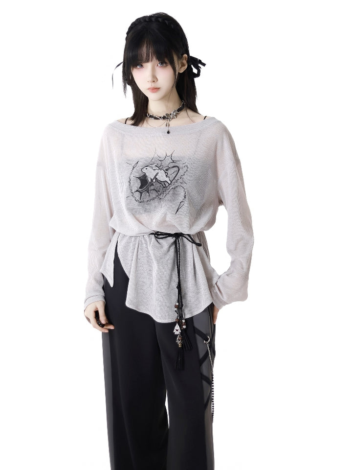 Gray and white summer T-shirt / pants