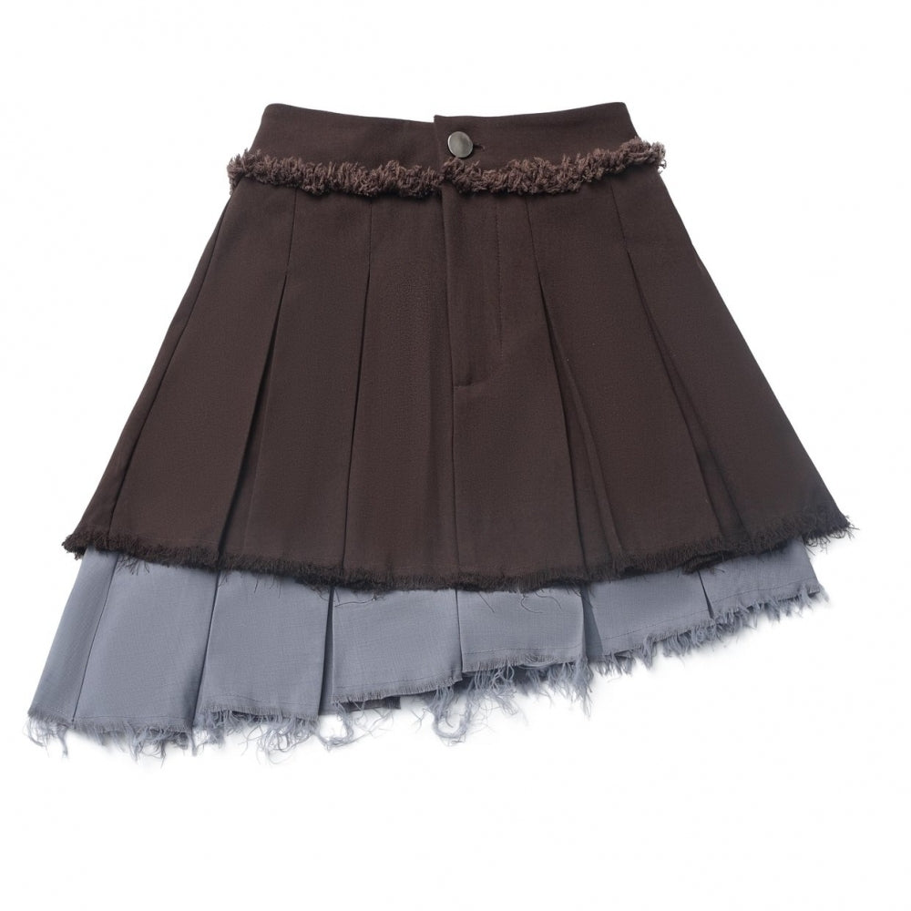 Summer Gray Crop Top / plaid Vest / skirt