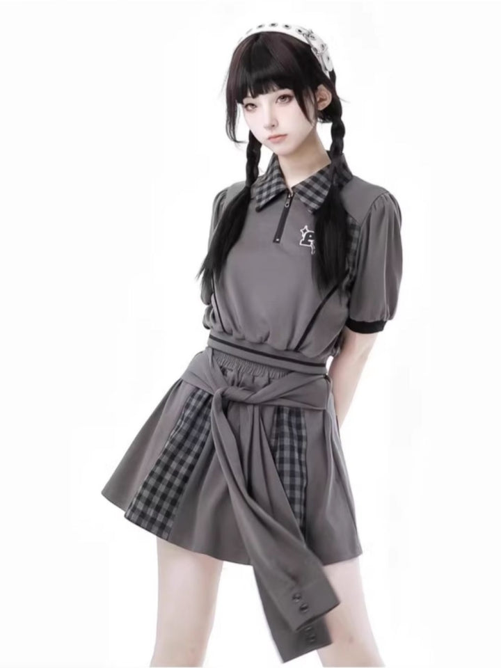 Plaid Patchwork Summer Shirt / Top / Pants