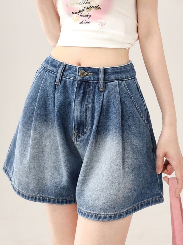 Summer Loose Denim Shorts with Bowknot