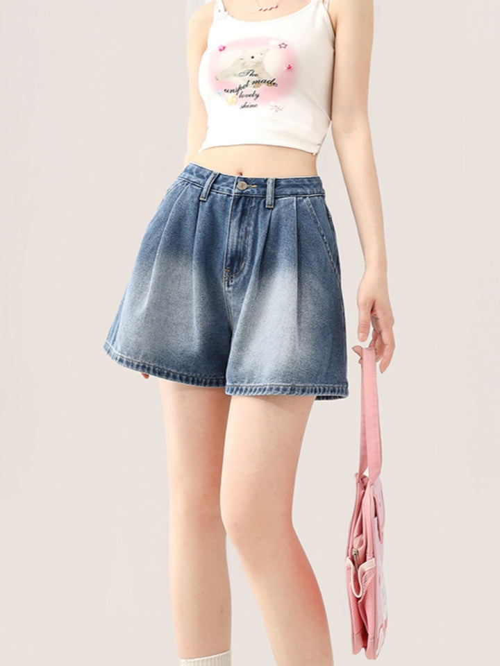 Summer Loose Denim Shorts with Bowknot