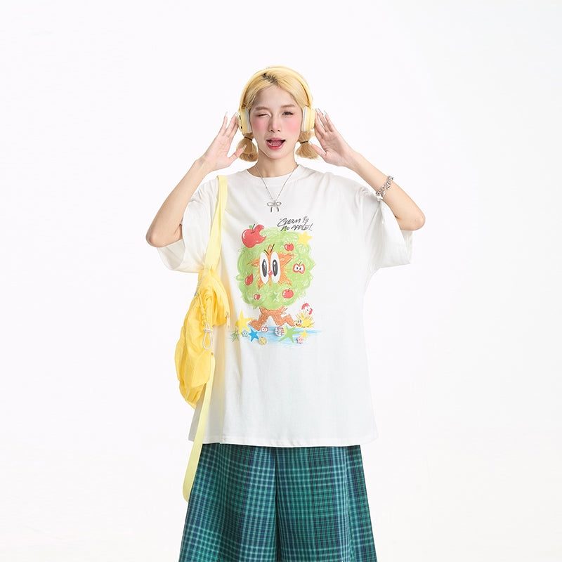 Apple Tree Graffiti Loose-Fit T-shirt