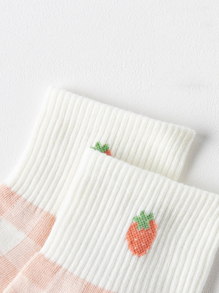 5 pairs of cute strawberry bunny spring summer cotton socks
