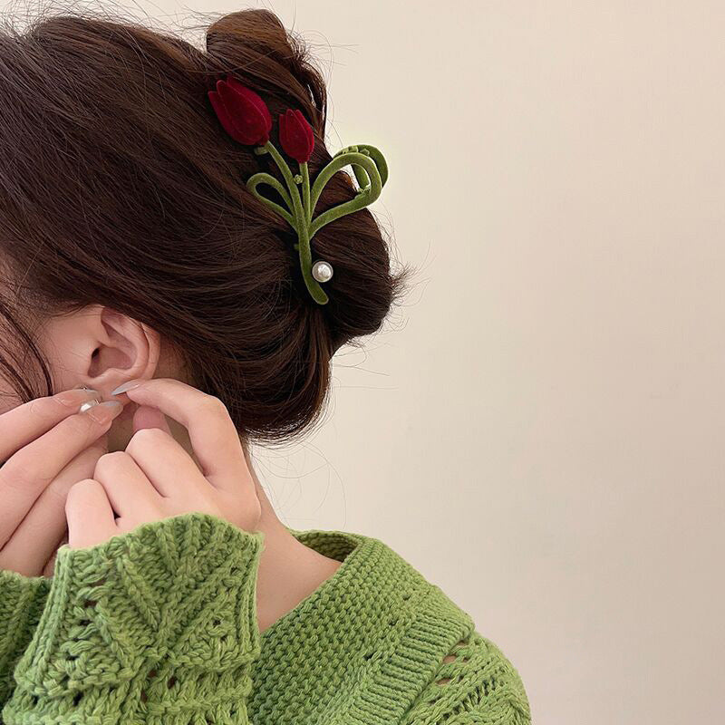 Red Rose Hair Claw Clip