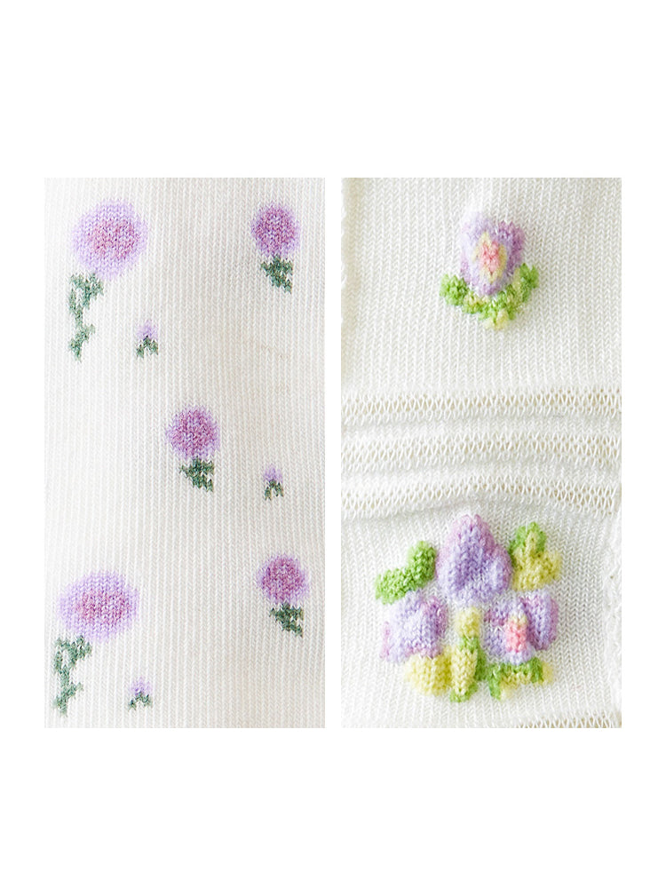 6 pairs of floral spring summer no-show socks