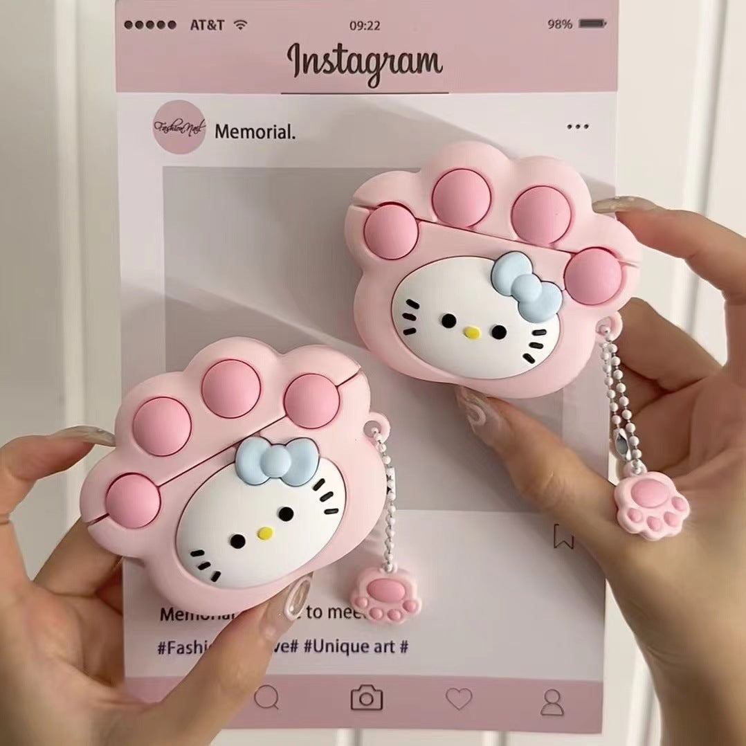 Pink Cat paw Airpods case