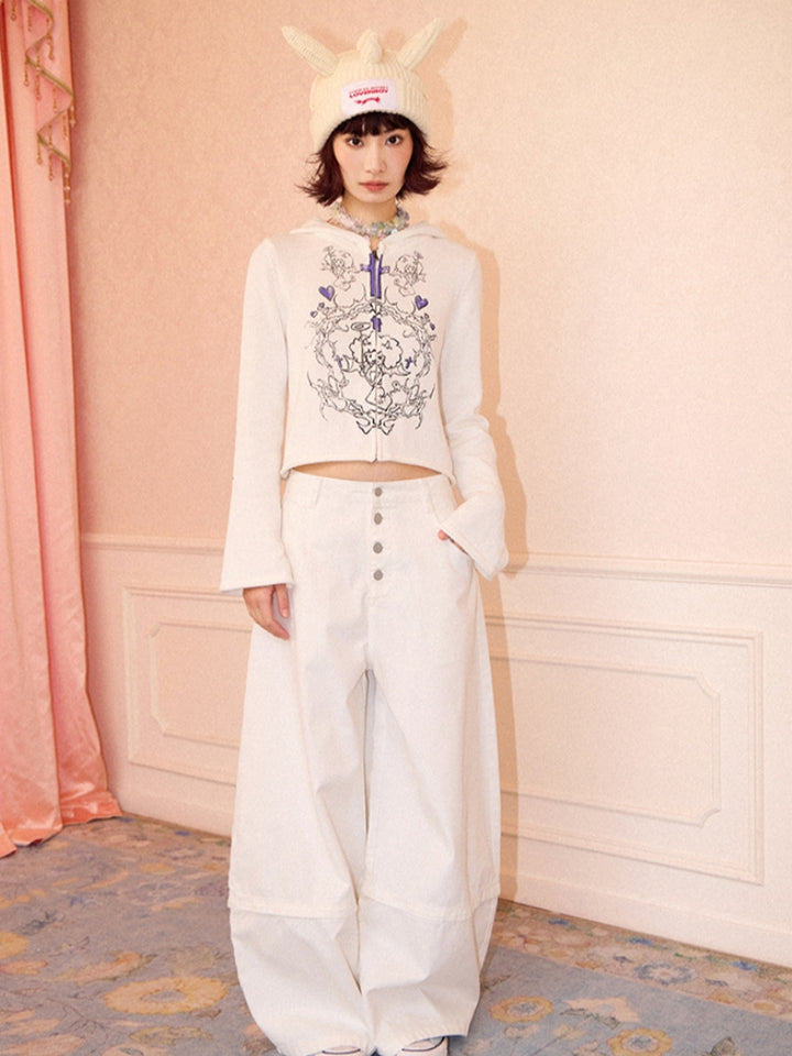 Playful Little Devil Print Knit Cardigan