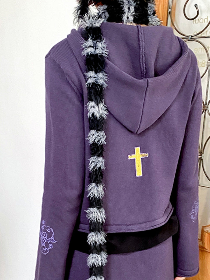 Playful Little Devil Print Knit Cardigan