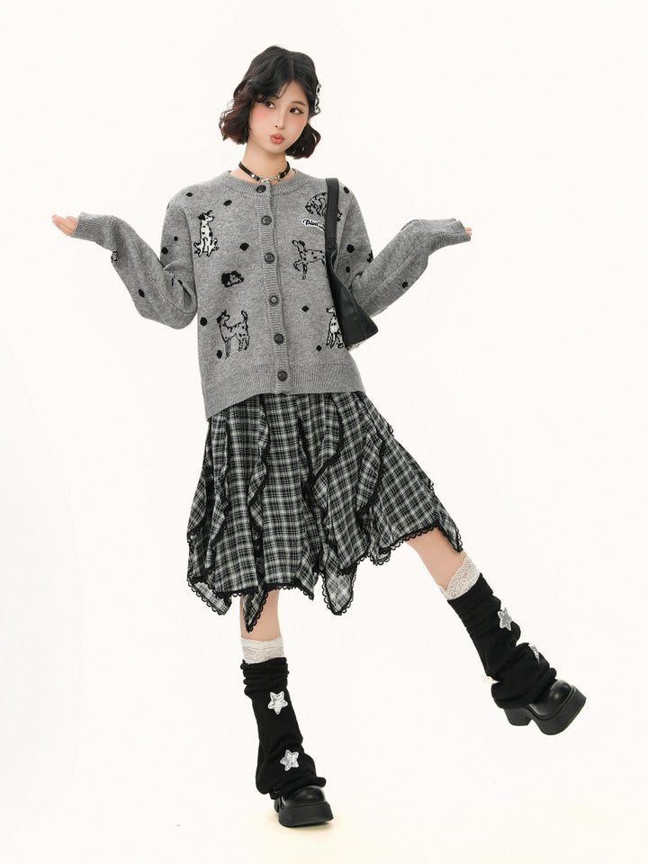 Puppy Jacquard Knit Cardigan