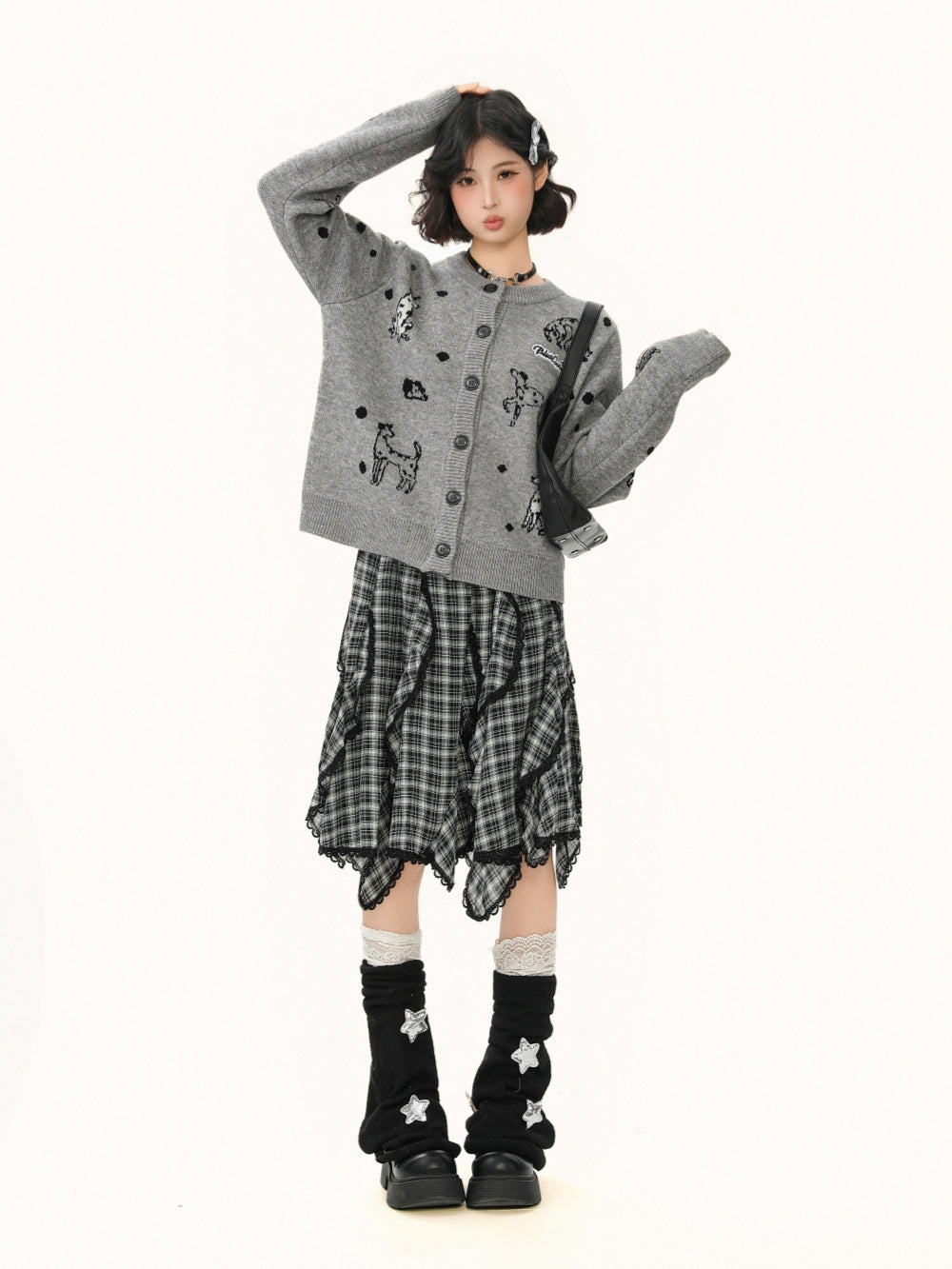 Puppy Jacquard Knit Cardigan