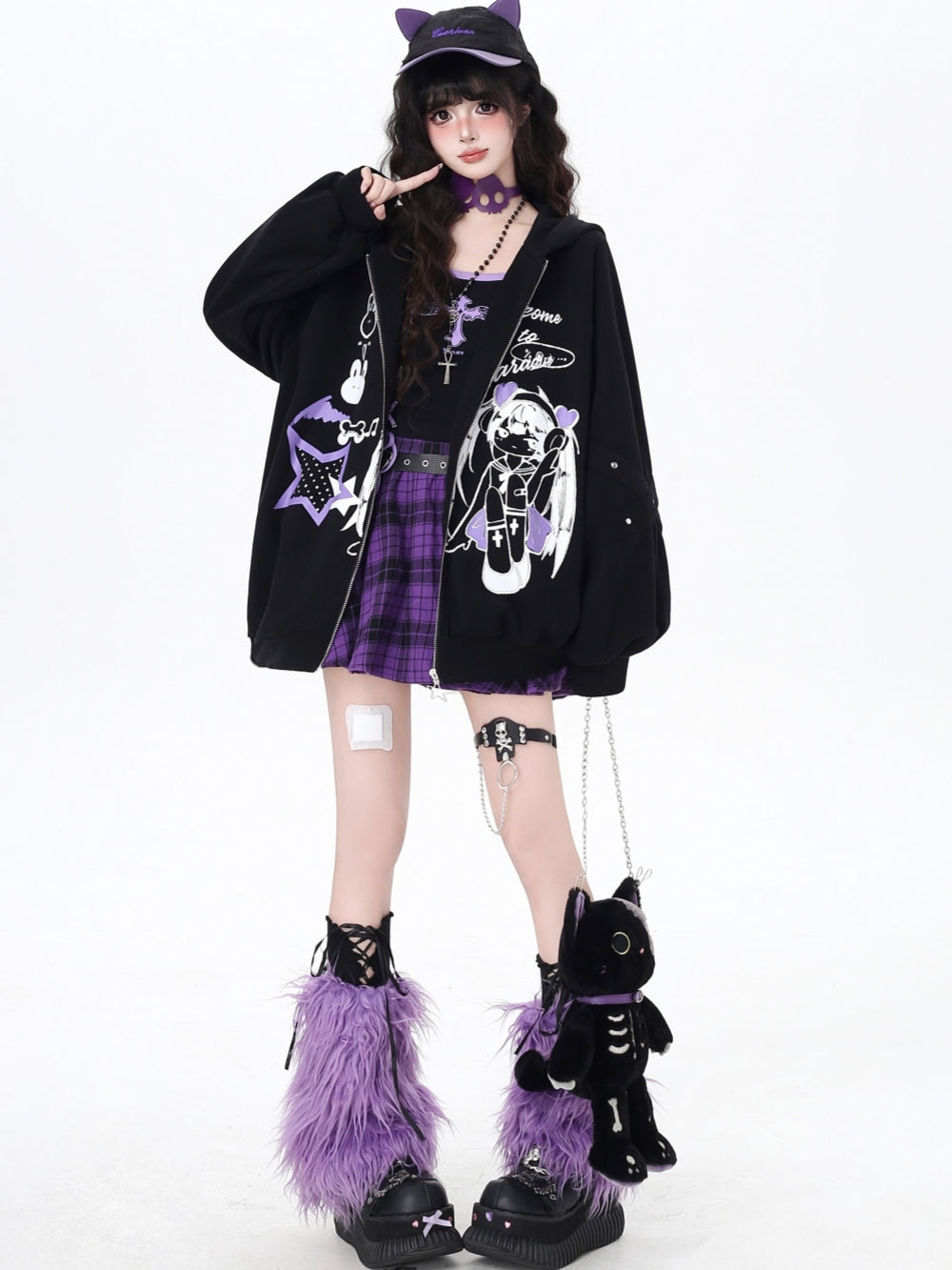 Reality Glitch Y2K Print Zip-Up Hoodie