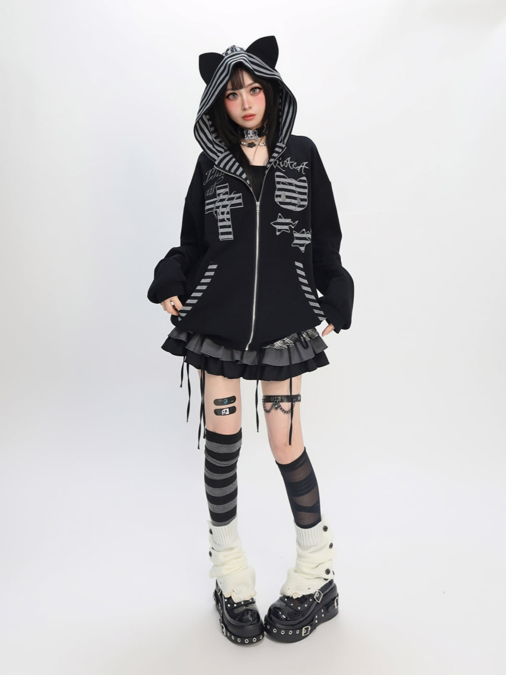 Rebel Kitten Cat Ear Hoodie - Edgy Y2K Essential