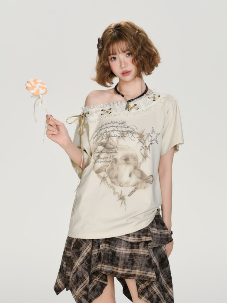 Romantic Bunny & Floral T-Shirt