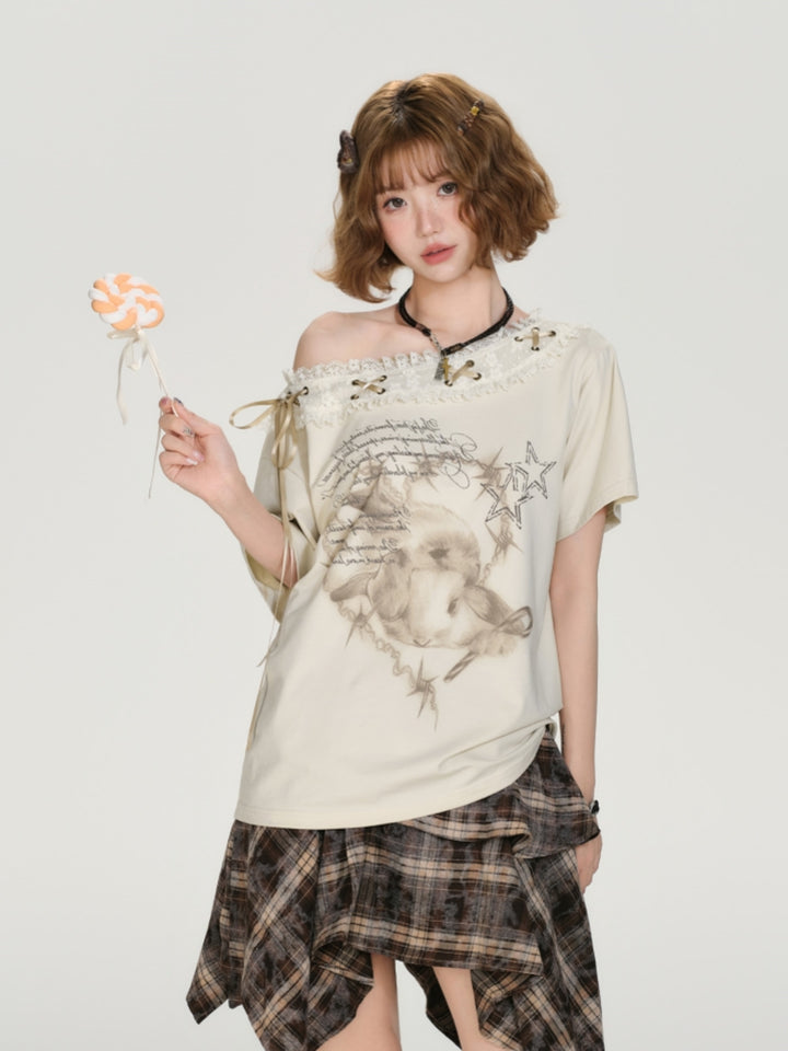 Romantic Bunny & Floral T-Shirt