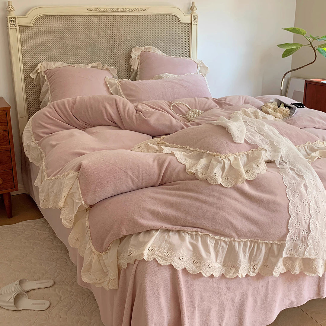 Romantic French Princess Style Winter Milk Velvet Bedding Set