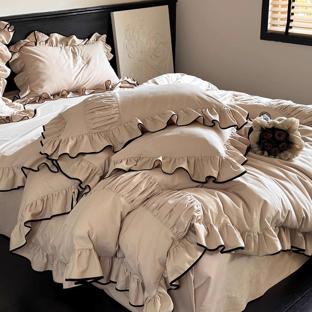 Luxury Style Lotus Leaf Edge Cotton Bedding Set
