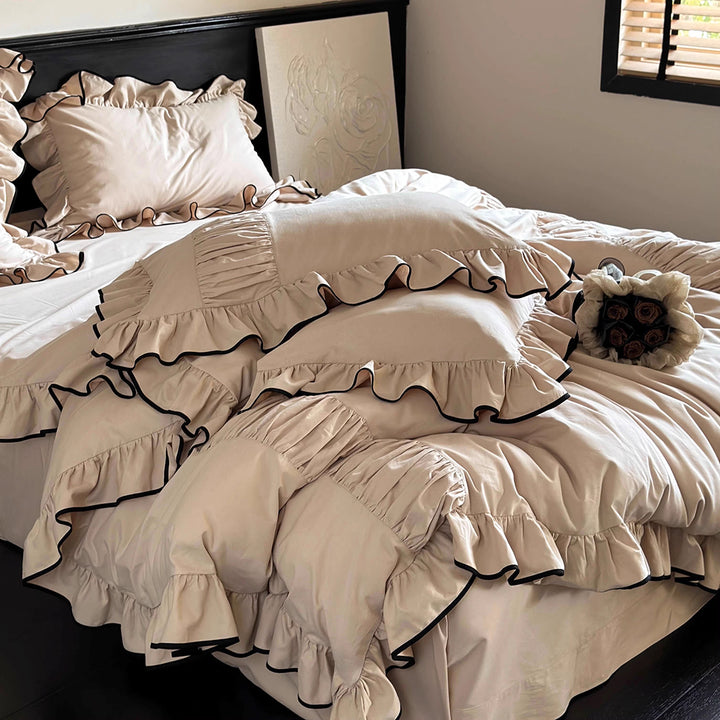 Luxury Style Lotus Leaf Edge Cotton Bedding Set