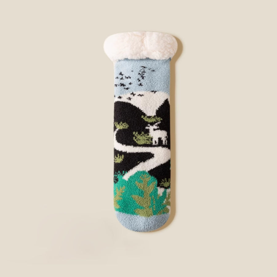Oil Painting Pattern Wool Plush Winter Thick Socks