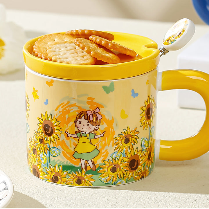 Van Gogh Sunflower Starry Sky Pattern Ceramic Cup