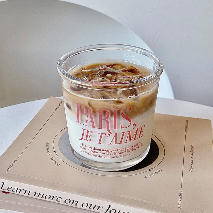 Romantic Pink Lettering "PARIS, JE T’AIME" Glass Cup
