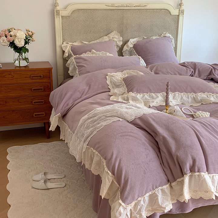 Romantic French Princess Style Winter Milk Velvet Bedding Set