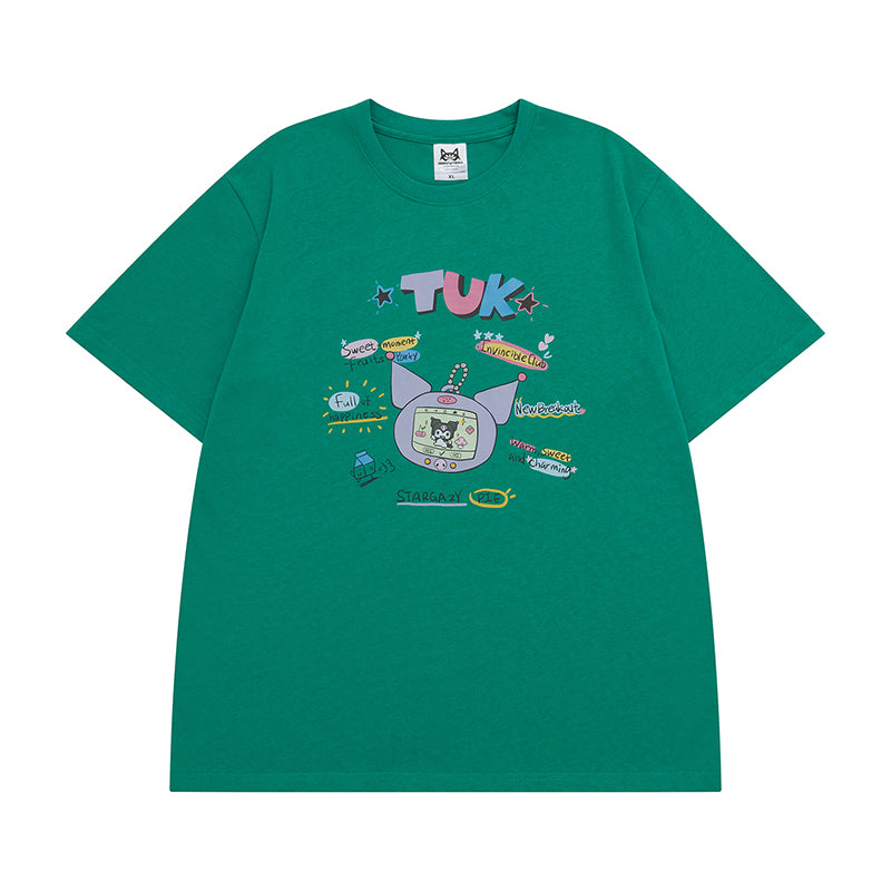 Japanese-style Summer Cartoon Printed Short-sleeved Round-neck T-shirt
