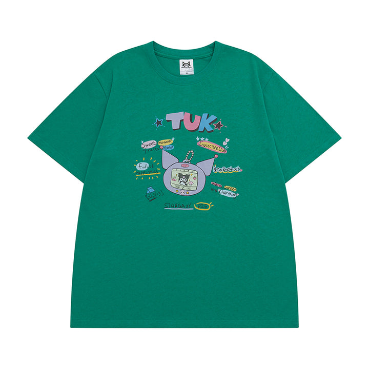 Japanese-style Summer Cartoon Printed Short-sleeved Round-neck T-shirt
