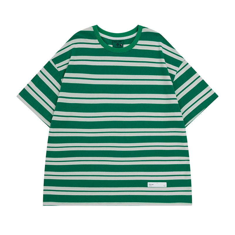 Japanese-style Summer Casual Purple Striped Short-sleeved T-shirt