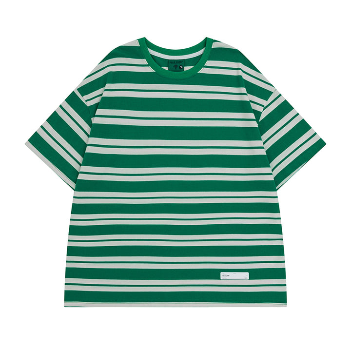 Japanese-style Summer Casual Purple Striped Short-sleeved T-shirt