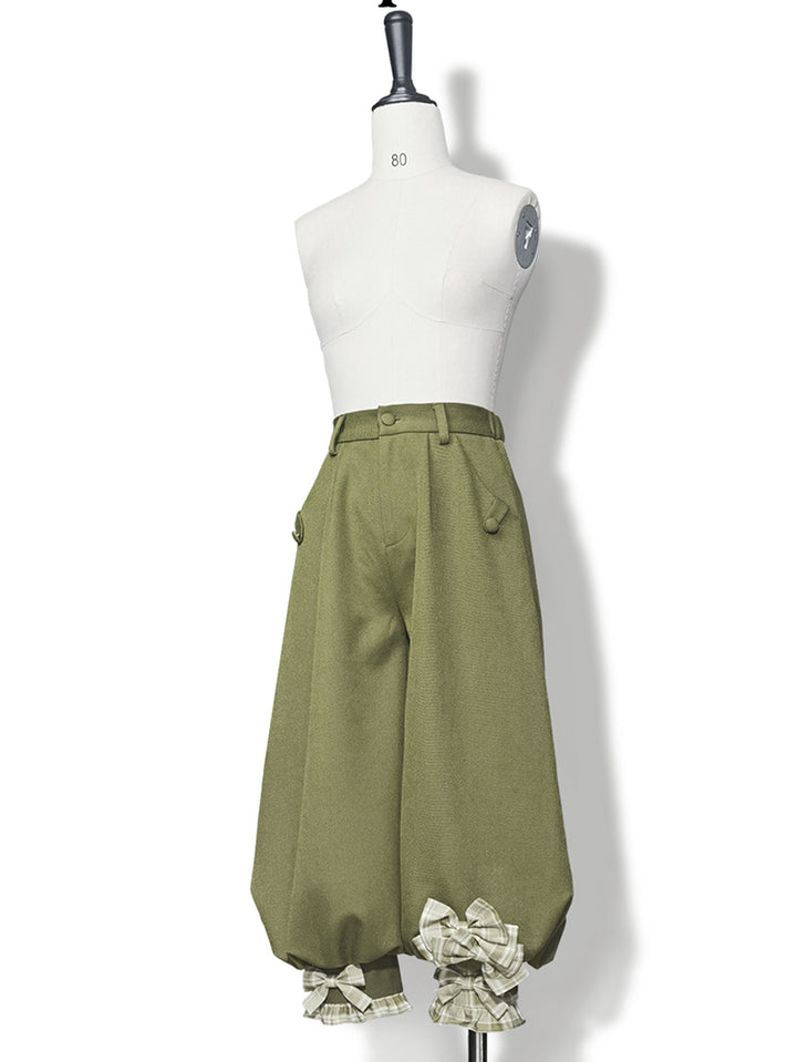 Matcha Green Retro Vest/Shirt/Capri Pants for Spring and Autumn