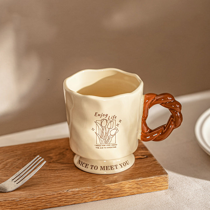 Creamy Floral Ceramic Mug