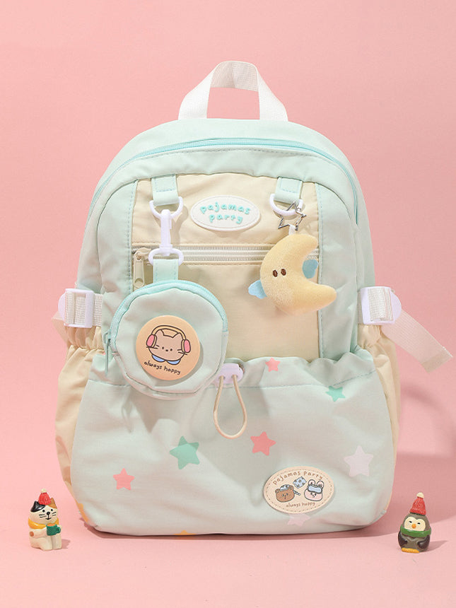 Sweet Cartoon Backpack for Girls (Green, Blue, Yellow)