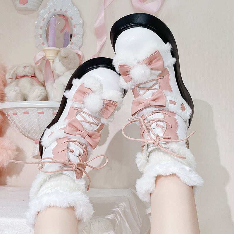 Lolita-style Fleece winter short snow boots