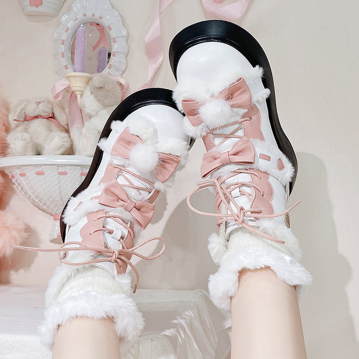 Lolita-style Fleece winter short snow boots