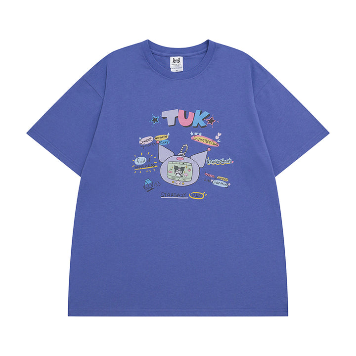 Japanese-style Summer Cartoon Printed Short-sleeved Round-neck T-shirt