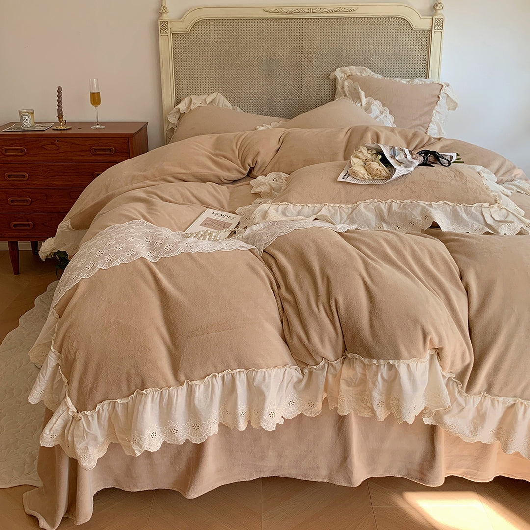 Romantic French Princess Style Winter Milk Velvet Bedding Set