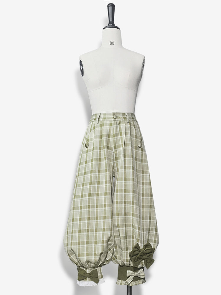 Matcha Green Retro Vest/Shirt/Capri Pants for Spring and Autumn