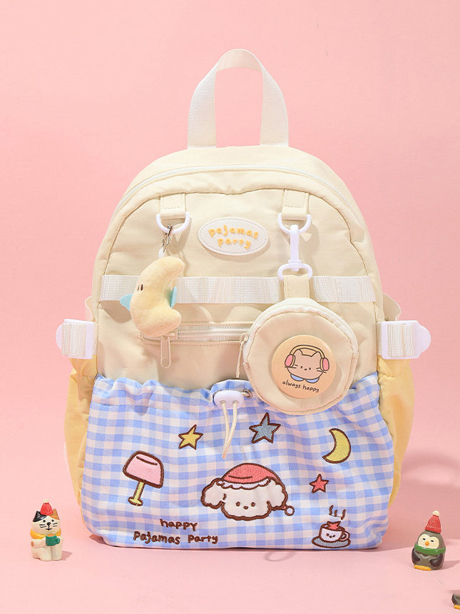 Sweet Cartoon Backpack for Girls (Green, Blue, Yellow)