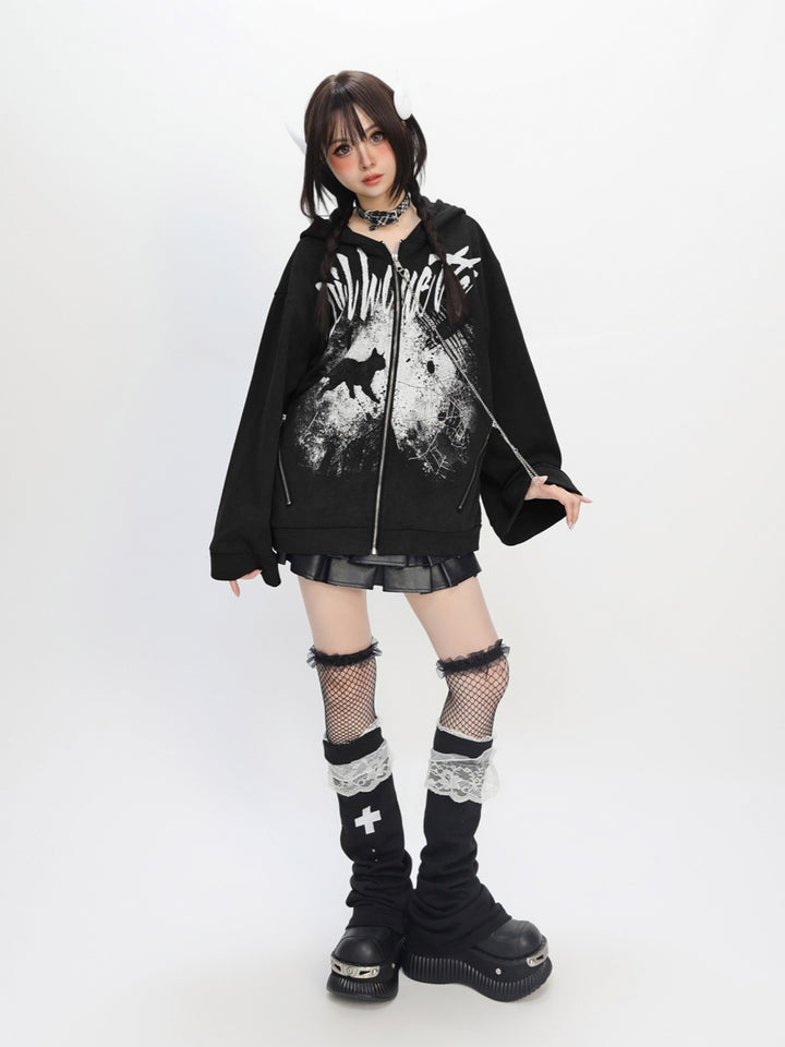 Shadow Operation Bell Sleeve Hoodie | Y2K Aesthetic