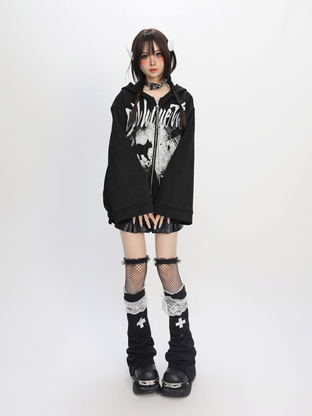 Shadow Operation Bell Sleeve Hoodie | Y2K Aesthetic