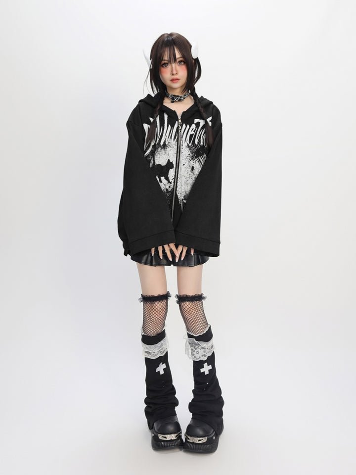 Shadow Operation Bell Sleeve Hoodie | Y2K Aesthetic