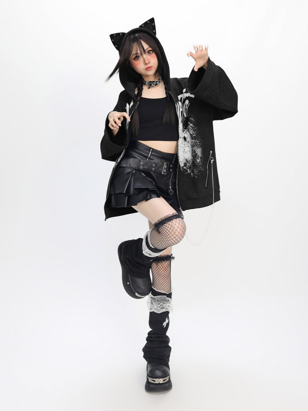 Shadow Operation Bell Sleeve Hoodie | Y2K Aesthetic